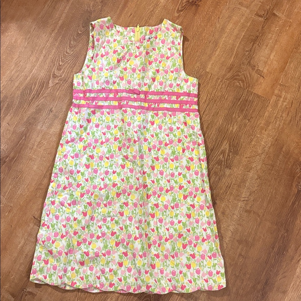 Lilly Pulitzer girls 8 Spring Tulip Pastel Scalloped A Line Dress EUC